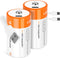 TEMIBATT Rechargeable D Batteries 2 Pack, 1.5V 7500mWh Lithium D Battery with USB-C