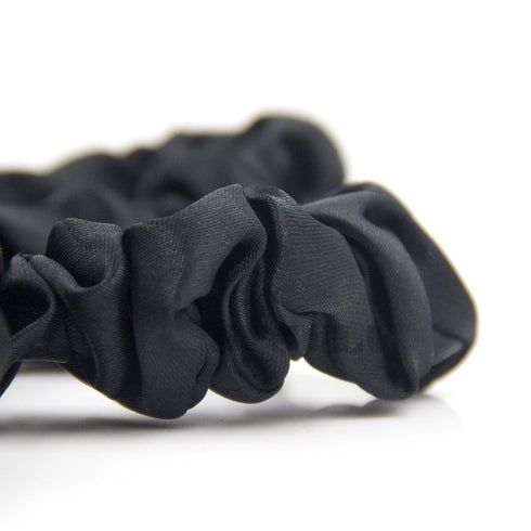 Set of 24 Black Satin Hair Scrunchies for Women, Elastic Hair Ties, Small Hair Bobbles, Fabric Hair Bands, Ponytail