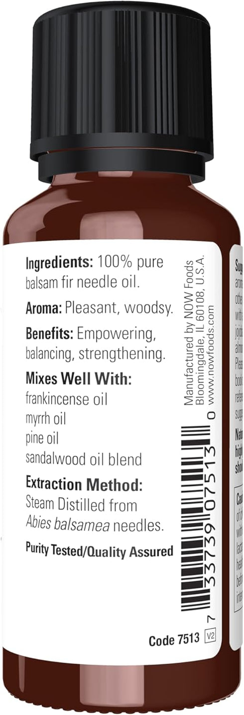 NOW Essential Oils Balsam Fir Needle Oil, Woodsy Aromatherapy Scent, 100% Pure, 1-Ounce
