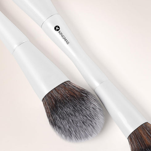 KINGMAS 3Pcs Foundation Makeup Brush Set, Double-ended Kabuki, Large Foundation, Medium Concealer, Small Contour Brushes