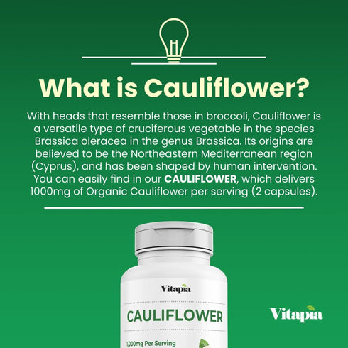 Organic Cauliflower Superfood Veggies Powder Supplement | Natural Sulforaphane, Vitamins & Minerals | 120 Vegetable