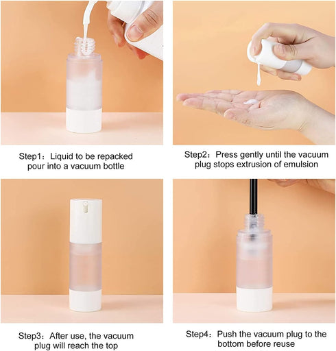 LONGWAY 3pcs Refillable Airless Pump Bottles, Travel Foundation Containers for Hand Sanitizer, Gel, Lotion (1oz/30ml,