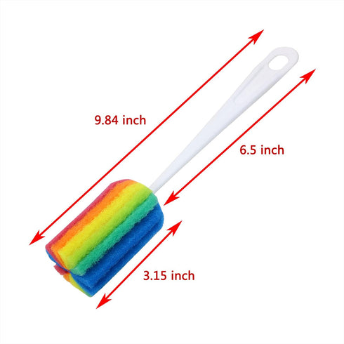 3PCS Cleaning Bottle Sponge Brush with Long Handle Scouring Pad Scrub Brushes for Kitchen Clean Glasses Mugs Cups (Color Random) by Mini Skater