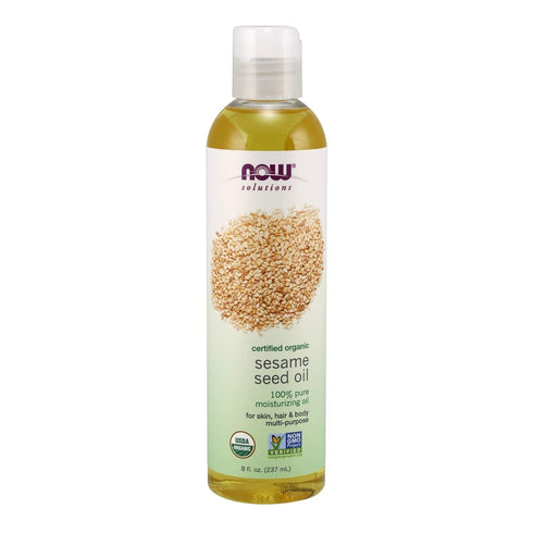 NOW Foods Solutions Organic Sesame Seed Oil, 100% Pure Moisturizing Oil for Skin and Hair, 8-Ounce
