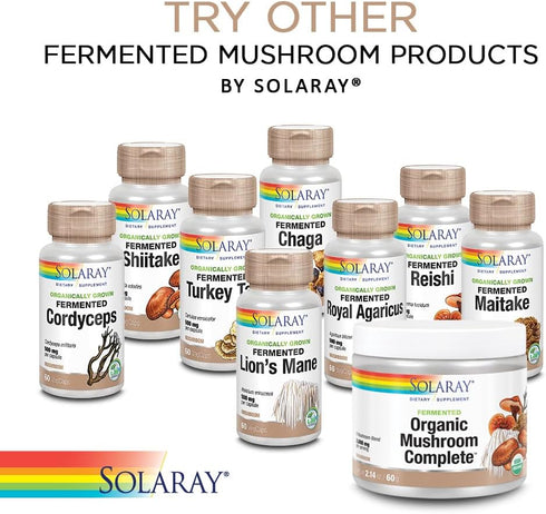 SOLARAY Fermented Mushroom Immune Complex 600 mg | 100 VegCaps for Immune Support