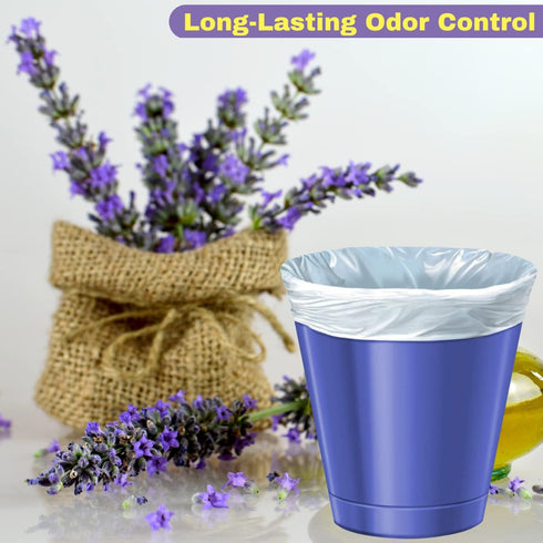4 Gallon Trash Bags, Lavender Scented, 200 Count, White Bathroom Garbage Bags, Mini Wastebasket Can Liners