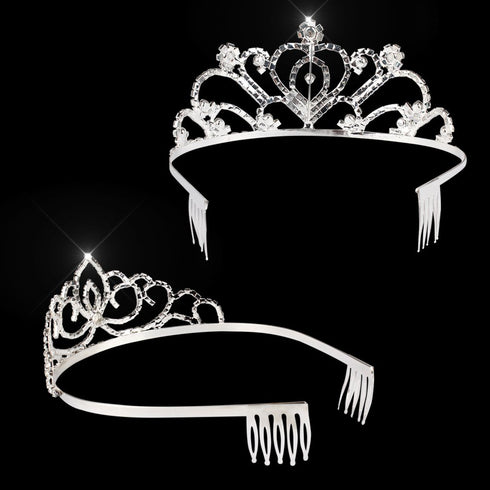 Pack of 2 Exquisite Rhinestone Tiara Crown Headband Comb Pin Wedding Birthday Tiaras