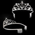 Pack of 2 Exquisite Rhinestone Tiara Crown Headband Comb Pin Wedding Birthday Tiaras