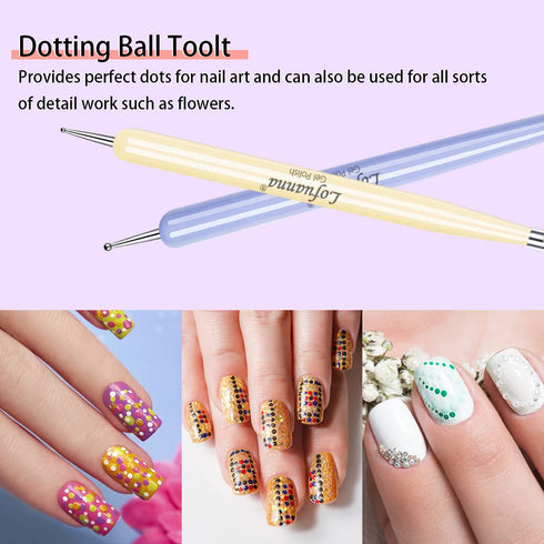 Nail Art Brushes Set, Lofuanna 6Pcs Design Tools with Poly Extension Gel Brush and Dotting Pen