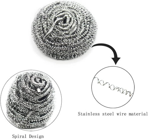10 Packs Stainless Steel Sponge Scrubber Set, Metal Scouring Pad for Cookware Cleaning