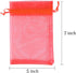 100 Pc 5x7 inch Red Gift Wrap Bags, Organza Sheer Fabric Drawstring Treat Bags for Baby Shower, House Party Favors