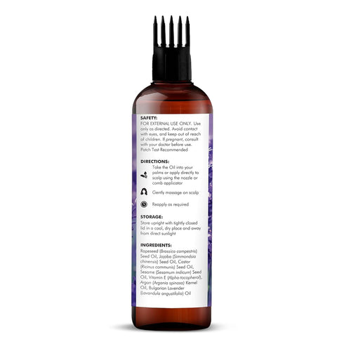 Majestic Pure 100% Pure Lavender Oil For Hair Growth (6.7 fl oz) Infused With Vitamin E | Hair Strenghtening Treatment | Nourishing & Volumizing | With Argan Oil | Non GMO Verified