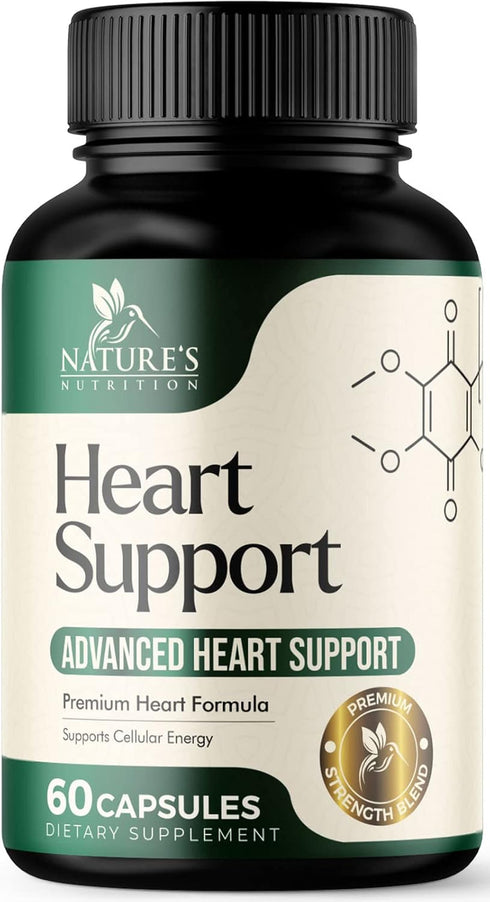 Heart Supplements 1650mg for Heart Health Support with CoQ10, L-Arginine, Magnesium, 60 Capsules