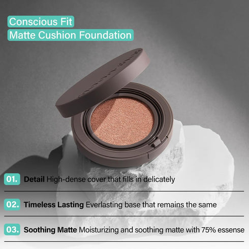 MOONSHOT KOREA Conscious Fit Cushion Foundation, Medium Coverage, Long-Lasting, Vegan & Cruelty-Free (15N Cosmic Cream)