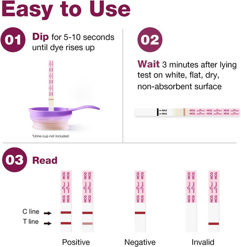 Easy@Home 60 Pregnancy Tests, Early Detection hCG Test Strips, Bulk Pregnancy Strips