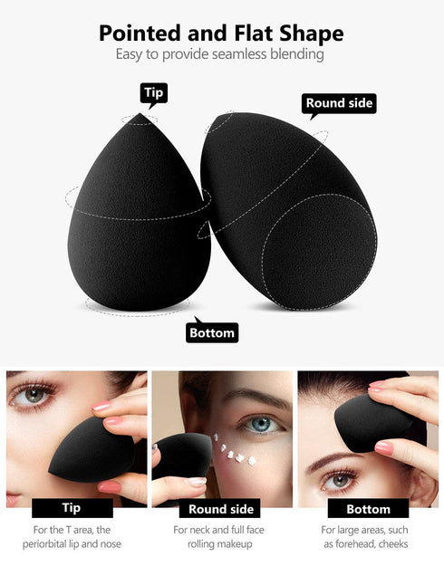 InnoGear Makeup Sponge, 10 Pcs Blender Set, Beauty Cosmetic Foundation Blending Applicator Puff, Basic Black