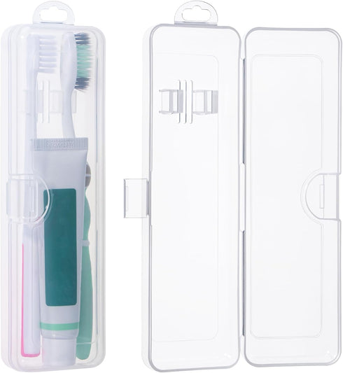 Transparent Toothbrush Case 2 Packs, Travel Size Plastic Holder, 7.87 x 2.36 x 1.18 inches, Portable for 2 Toothbrushes