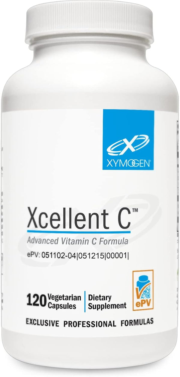XYMOGEN Xcellent C - High Dose Vitamin C Supplement with BioPerine for Enhanced Absorption, Buffered Vitamin C (120
