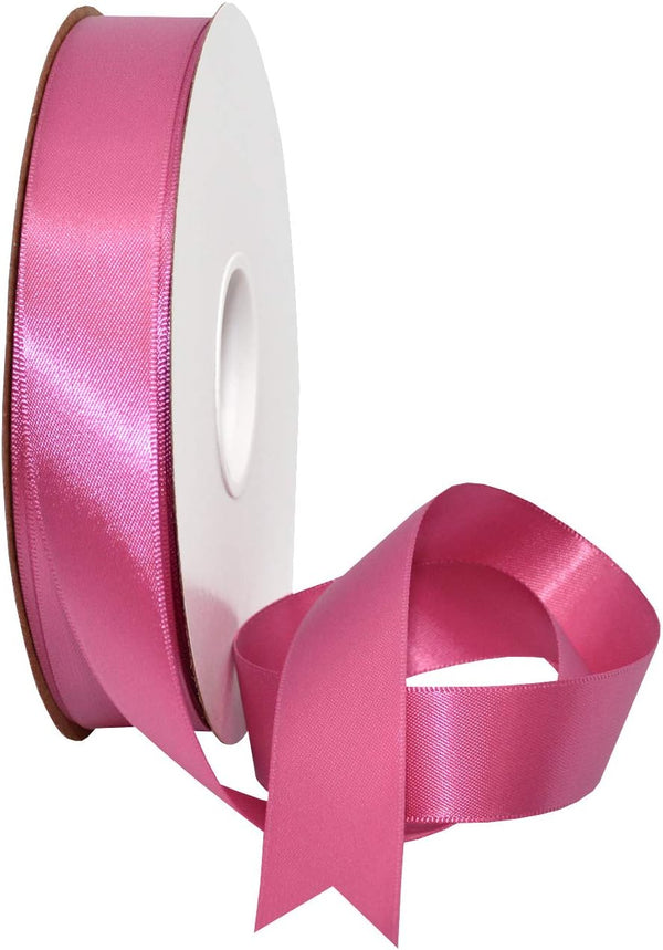Morex Ribbon Double Face Satin Ribbon 7/8" x 50 YD Raspberry Rose for Gift Wrapping, Birthday Gift Cards, Satin Dress,