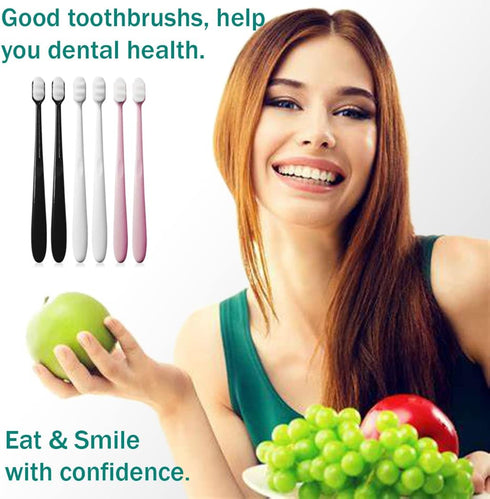 GoldDawn Extra Soft Toothbrush, 6 Pack, Micro Fur Manual Toothbrush for Sensitive Teeth and Gums, 20000 Ultra Soft