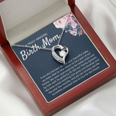 Luxe Gifting Birth Mom Necklace Message Card Box Forever Love Mahogany - From The Moment We Met - Appreciation