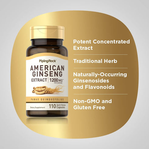 Piping Rock American Ginseng | 1200 mg | 110 Capsules | Non-GMO, Gluten Free Supplement