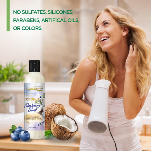 Coconut Blueberry Blast Leave-In Daily Conditioning Cream for Hair Softening, 8 Fl. Oz.