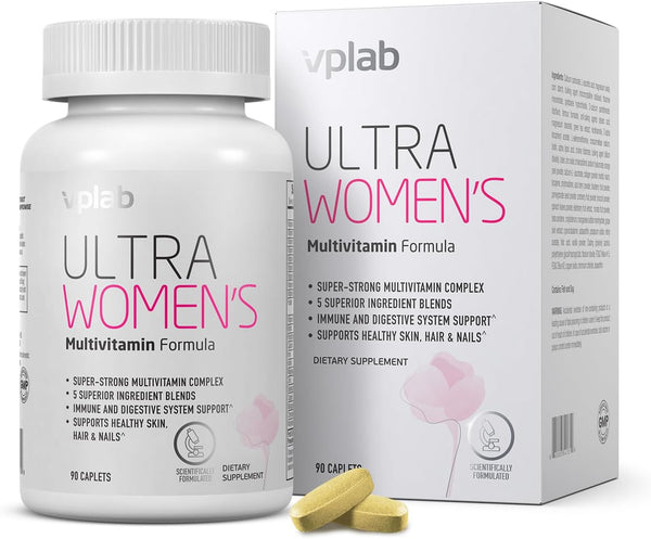 VPLab Ultra Women's Multivitamin Formula, Essential Daily Vitamins for Hair, Skin & Nails, 90 Caplets