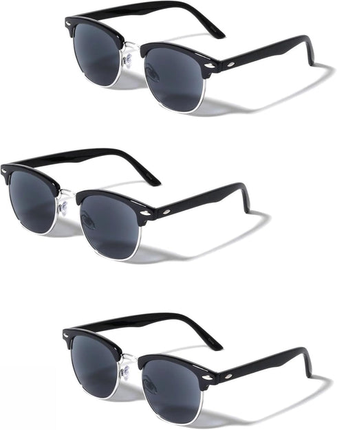 Mass Vision Semi-Rimless Full Reading Lens Sunglasses with No Bifocal - UV400
