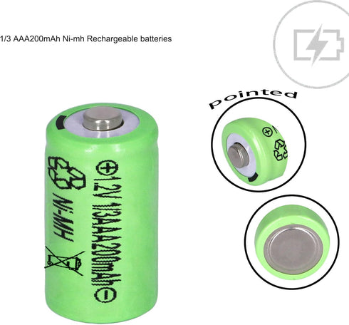 6 Packs 1/3AAA 200mAh 1.2V Ni-MH Rechargeable Battery for Outdoor Solar Garden Art Light