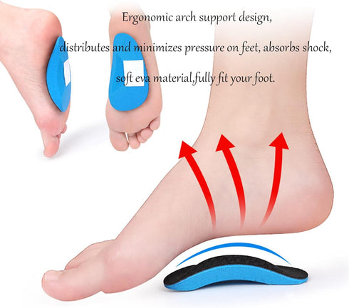 Arch Support Pads for Kids,Children 2 Pairs Orthotic Insole,Plantar Fasciitis Relief,Inserts for Flat Feet,Reusable Arch Cushions for Kids,Youth Pain Relief Shoe Insert