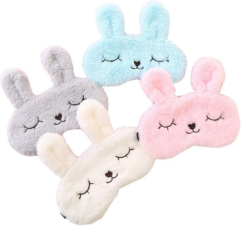 4 Pack Soft Plush Cute Animal Rabbit Sleeping Eye Mask Blindfold Sleep Masks for Kids Girls Women Home Traveling