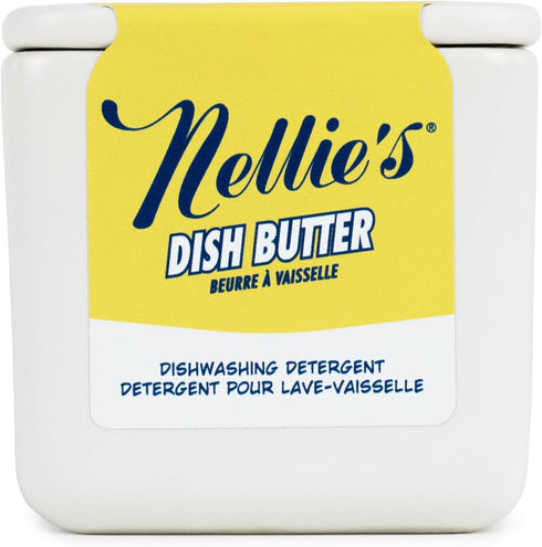 Nellie's Dish Butter - Eco-Friendly Dish Soap Block in Reusable Ceramic Container, Light Spruce Scent