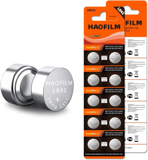 HAOFILM LR41 AG3 392 384 192 Advanced Alkaline Battery, 1.5V Round Coin Cell