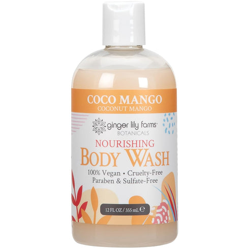 Ginger Lily Farms Botanicals Nourishing Body Wash, Coco Mango, 12 Fl Oz, 100% Vegan & Cruelty-Free
