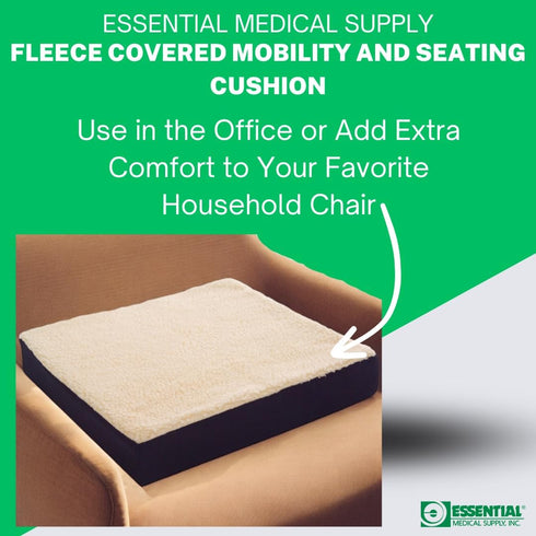 18 16 3 Essential Medical Supply Fleece Covered Mobility and Comfort Seat Cushion - Comfortable Wheelchair Seat