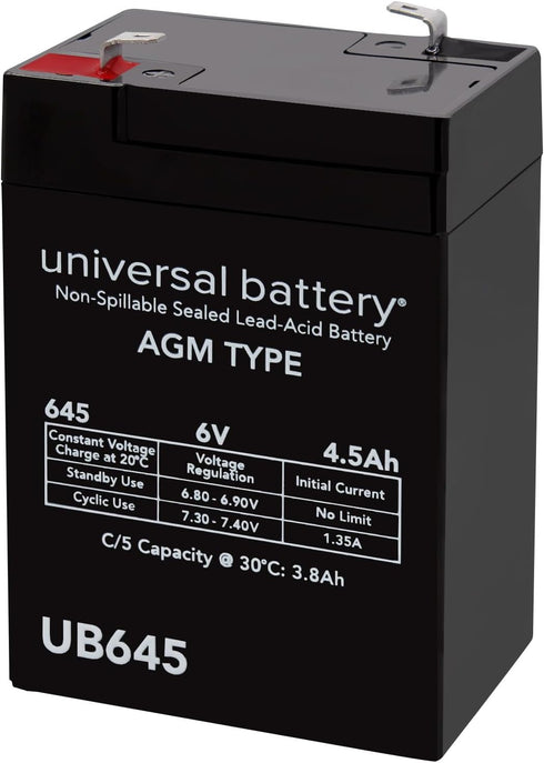 UPG UB645 6V 4.5AH Sealed Lead Acid (SLA) Battery .187 TT (D5733)