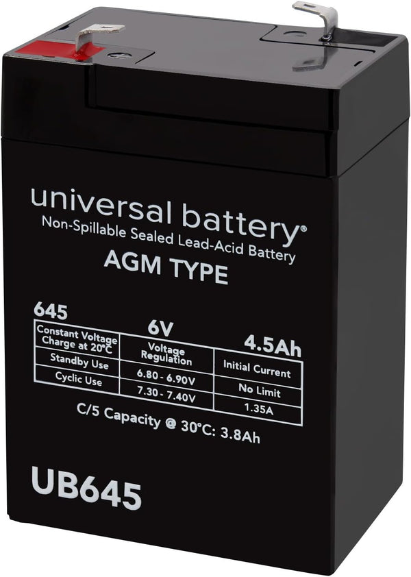 UPG UB645 6V 4.5AH Sealed Lead Acid (SLA) Battery .187 TT (D5733)