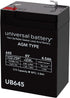 UPG UB645 6V 4.5AH Sealed Lead Acid (SLA) Battery .187 TT (D5733)