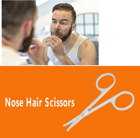 Nose Hair Trimmer Scissors - 3.4" Round Tip Scissors for Ear, Eyebrow, Beard Trimming, Multi-Purpose Beauty Tool