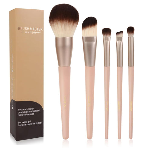 Professional Face Makeup & Foundation Brush Set, 5Pcs Premium Base Brush Kit for Face