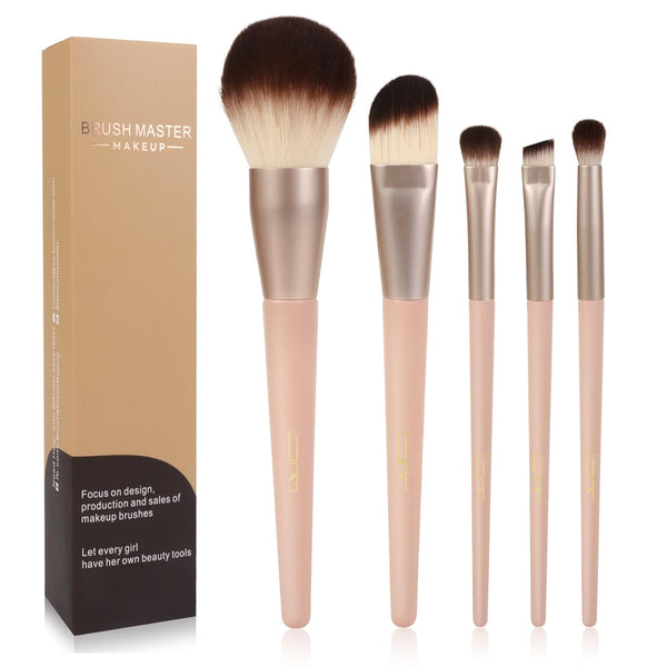 Professional Face Makeup & Foundation Brush Set, 5Pcs Premium Base Brush Kit for Face