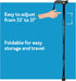 Carex Soft Grip Folding Cane, Adjustable Height (33"-37"), Metallic Blue, Anti-Slip Rubber Tip