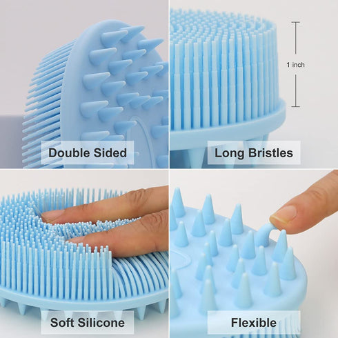 Upgrade 2 in 1 Bath and Shampoo Body Brush, Silicone Scrubber for Shower, Easy to Clean