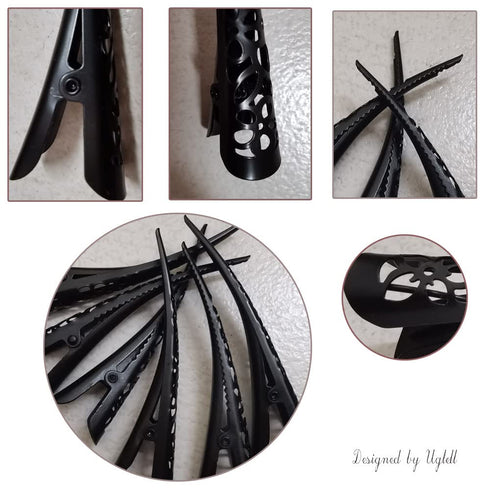 Uptell Single Spring Hollow Out Hair Clips, 6 Pcs Black Alligator Barrette Duckbill for Women
