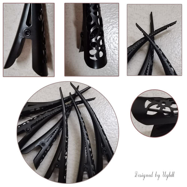 Uptell Single Spring Hollow Out Hair Clips, 6 Pcs Black Alligator Barrette Duckbill for Women