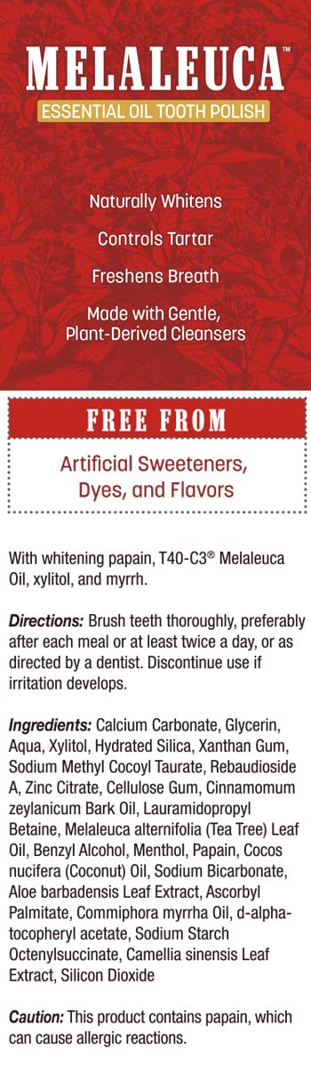 Melaleuca 3.3 oz Essential Oil Tooth Polish Cinnamon Fluoride-Free Formula, with Free Tube Squeezer