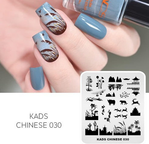 Nail Stamping Plate, Stainless Steel Template for Landscape Image Transfer in Manicure Design
