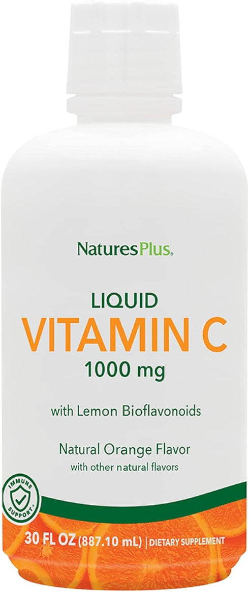 Natures Plus Vitamin C 1000 Mg Liquid Orange, 30 Fl Oz for Immune Support