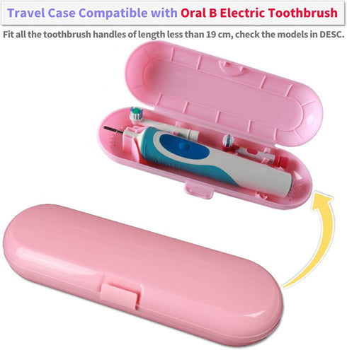 Electric Toothbrush Travel Case for Oral-B Toothbrushes, 4 Pcs Toothbrush Head Covers (Pink)